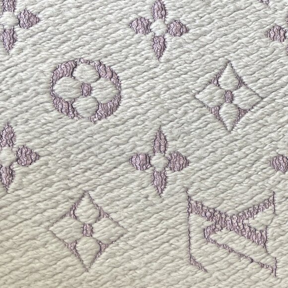 Louis Vuitton Logomania Scarf Silk Wool Monogram Grey Light Purple Pink - Picture 8 of 9